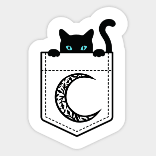 Black Cat Pocket Blue Eyes Sticker